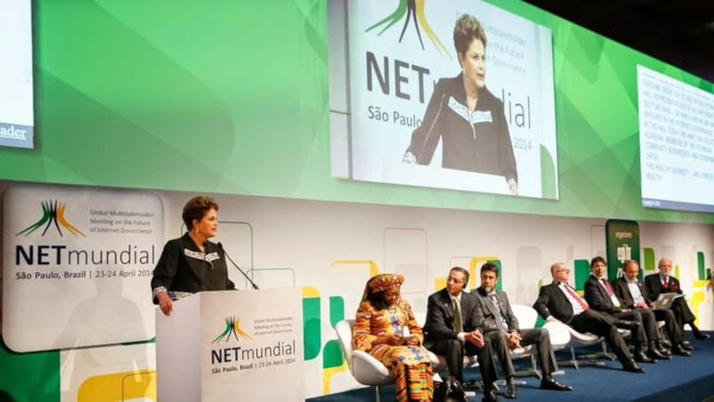 Dilma sancionou o Marco Civil durante o NETMundial, evento que lançou novas bases para a governança mundial da internet. | Foto: Roberto Stuckert Filho / PR